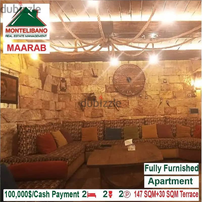 100,000$ Cash Payment!! Apartment for sale in Maarab!! 1