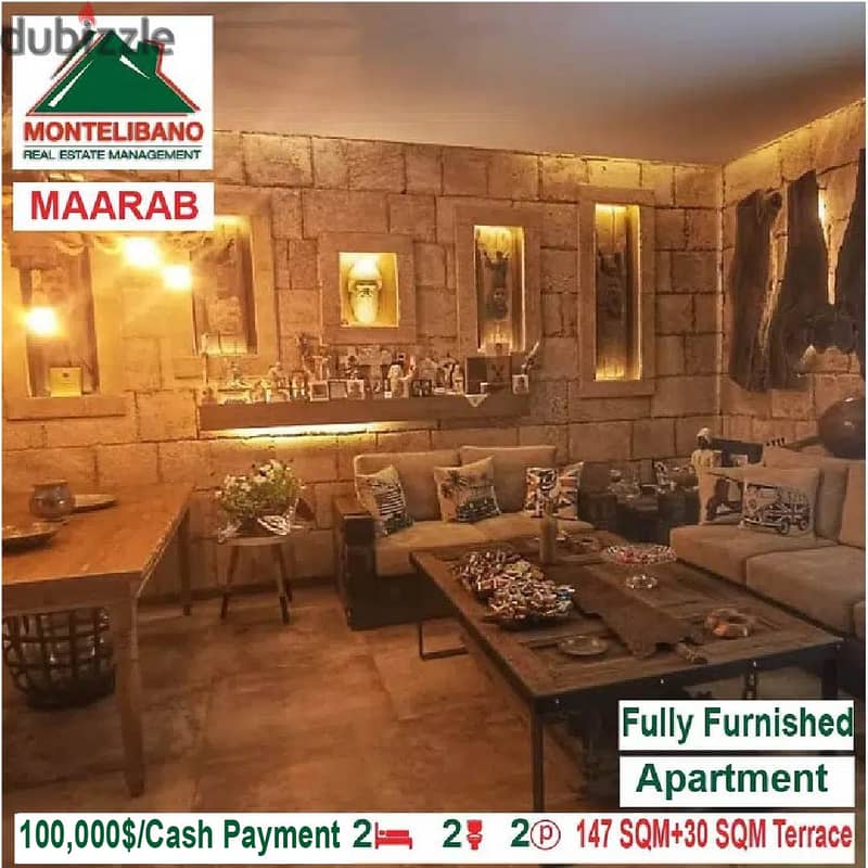 100,000$ Cash Payment!! Apartment for sale in Maarab!! 2
