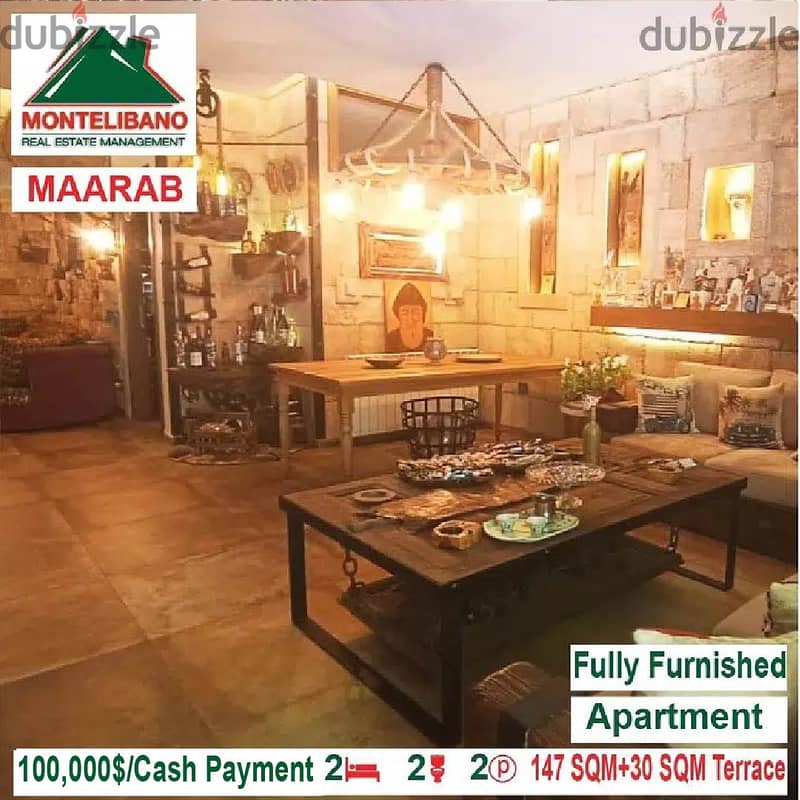 100,000$ Cash Payment!! Apartment for sale in Maarab!! 3