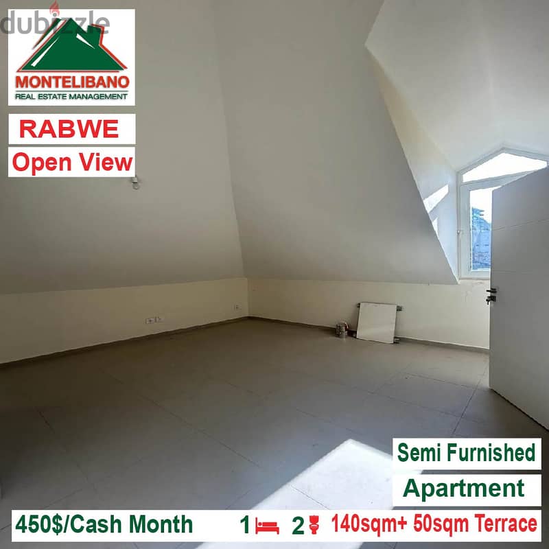 450$ Open View Semi Furnished Apartment for rent located in Rabwe 1
