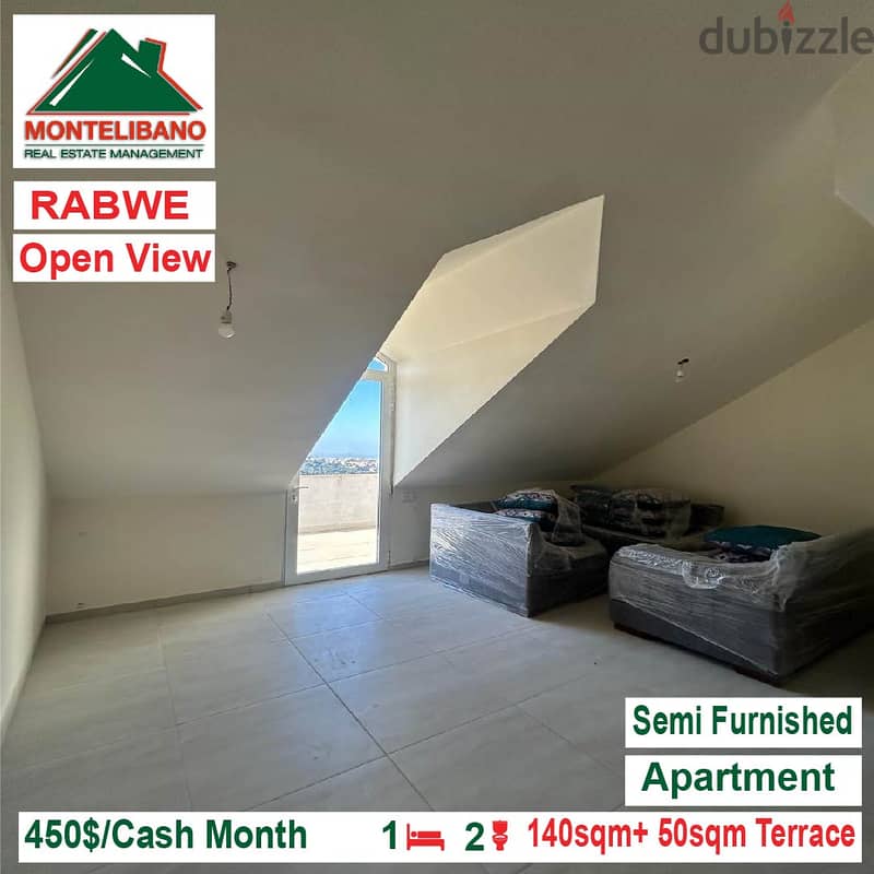 450$ Open View Semi Furnished Apartment for rent located in Rabwe 2