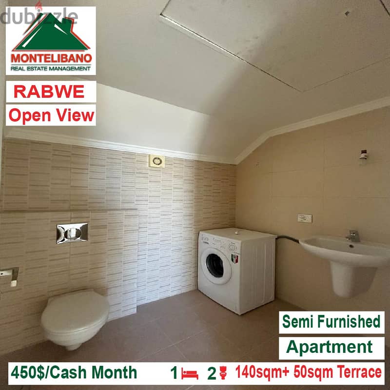 450$ Open View Semi Furnished Apartment for rent located in Rabwe 4