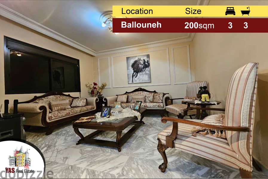 Ballouneh 200m2 | Super Luxurious | Fully Furnished | Open View  TO | 0