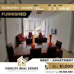 Apartment for rent in Achrafieh Sassine furnished WB80