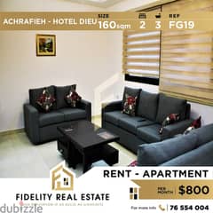 Apartment for rent in Achrafieh Hotel Dieu FG19