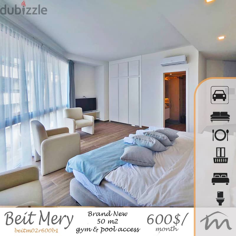 Beit Mery | Brand New, High End 1 Bedroom Apart | Balcony | Amenities 0
