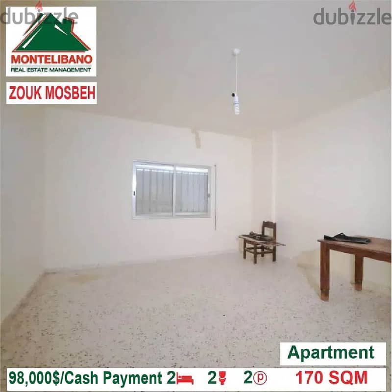 98,000$ Cash Payment!! Apartment for sale in Zouk Mosbeh!! 2