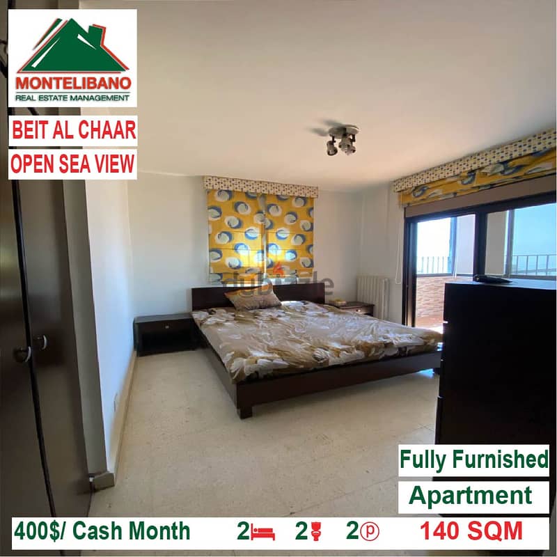 400$/Cash Month!! Apartment for rent in Beit Al Chaar!! Open Sea View! 1