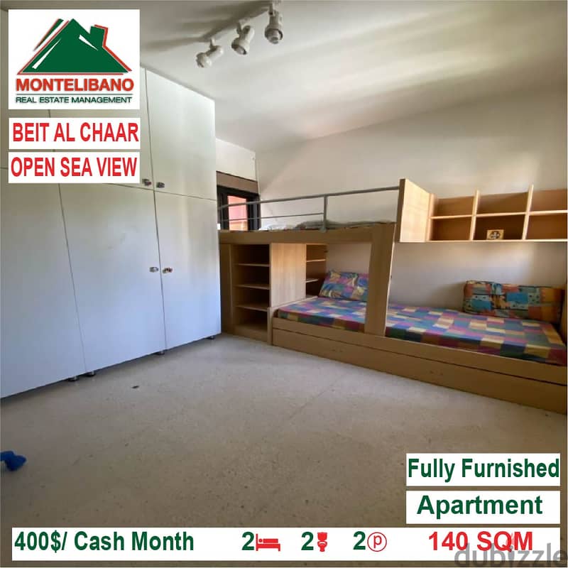 400$/Cash Month!! Apartment for rent in Beit Al Chaar!! Open Sea View! 2