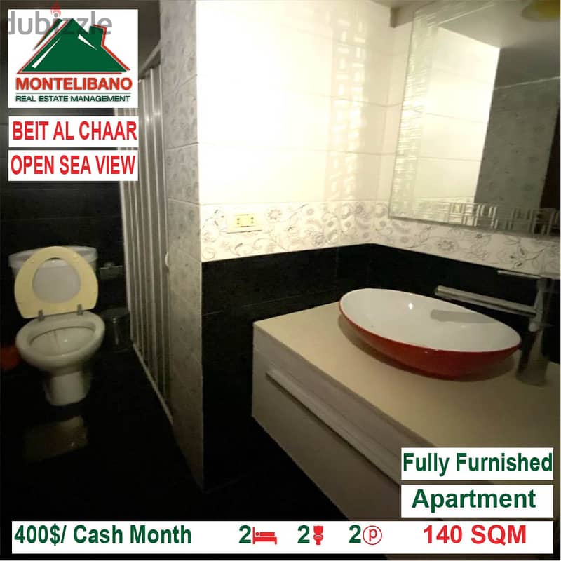 400$/Cash Month!! Apartment for rent in Beit Al Chaar!! Open Sea View! 4