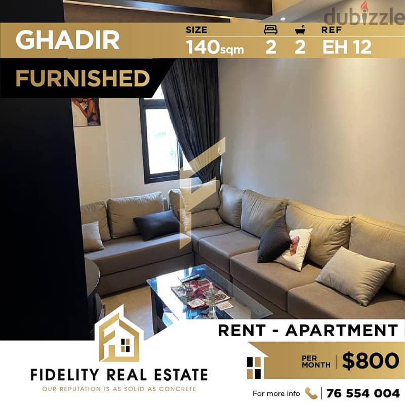 Furnished apartment for rent in Ghadir EH12 0