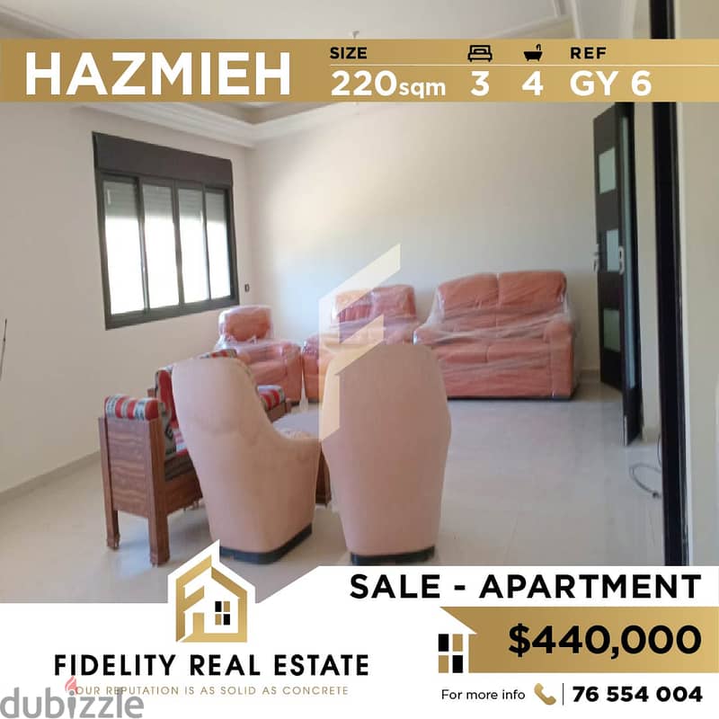 Apartment for sale in Hazmieh GY6 0