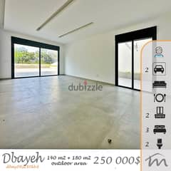 Dbayeh | Brand New 3 Bedrooms Apart + 180m² Terrace | 2 Parking Lots