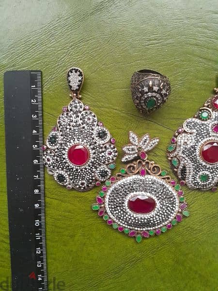 VTG. design large "Hurrem"set 925,2 earrings,1 pendant and ring عثماني 2