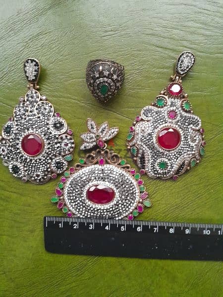 VTG. design large "Hurrem"set 925,2 earrings,1 pendant and ring عثماني 3