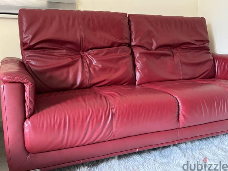 Genuine leather sofa for offices and studios, two seats 2