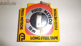 Vintage Fisco meteor long steel measuring tape 10m made in England sti