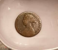 1861 England Q. Victoria 1/2 penny low grade bronze coin