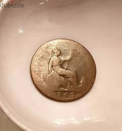 1862 England Q. Victoria 1/2 penny low grade bronze coin 0