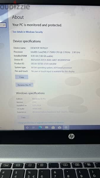 laptop hp elitebook 850 G4 / cor i7 7th generation 12
