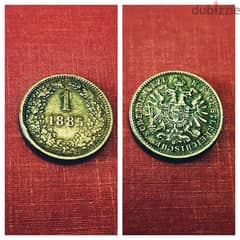 1885 Austrian Empire heller Francis Joseph I bronze coin