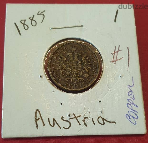 1885 Austrian Empire heller Francis Joseph I bronze coin 3