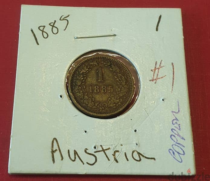1885 Austrian Empire heller Francis Joseph I bronze coin 4