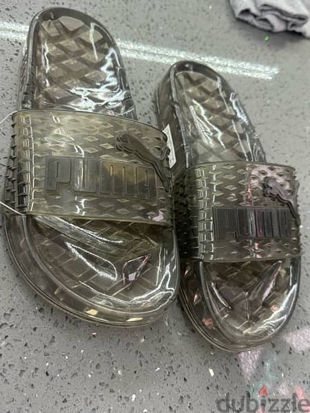 PUMA shoes, size 38 slippers, transparent black/pink or white, 5
