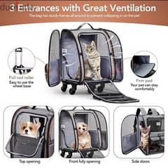 Lekesky Cat Carrier with wheels,Wheeled Cat Backpack Carrier Rolling