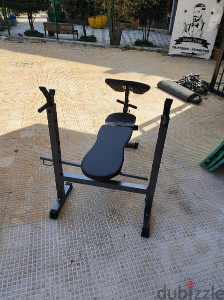 squat rack, bench press, biceps 0