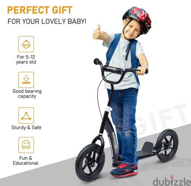 HOMCOM Scooter for children from 5 to 12 years old, toy with 30.5 cm 2