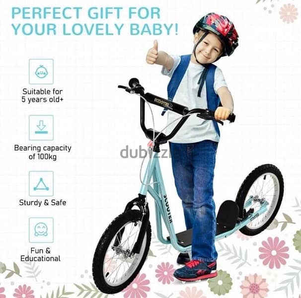 HOMCOM Kick Scooters for Kids with Adjustable Height, Anti-Slip Deck 1