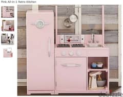 pink wood kitchen from pottery and barn