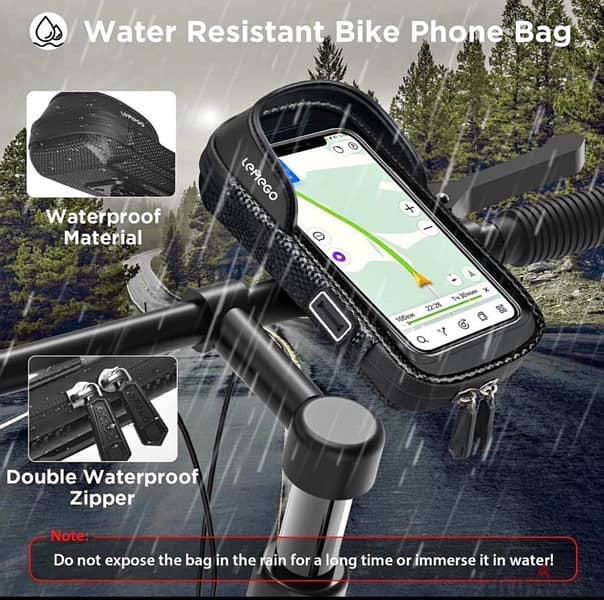 LEMEGO Bike Phone Holder Waterproof, Motorbike Phone Holder 360° Rotat 1