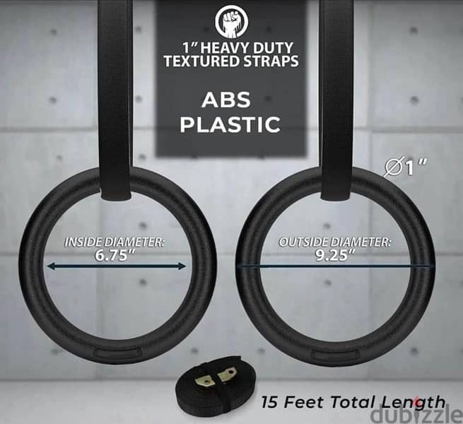 ABS Gymnastics Ring With Adjustable Straps For Crossfit 3