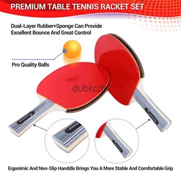 Sportneer Table Tennis Set, Red and Black Double-Sided Table Tennis 1