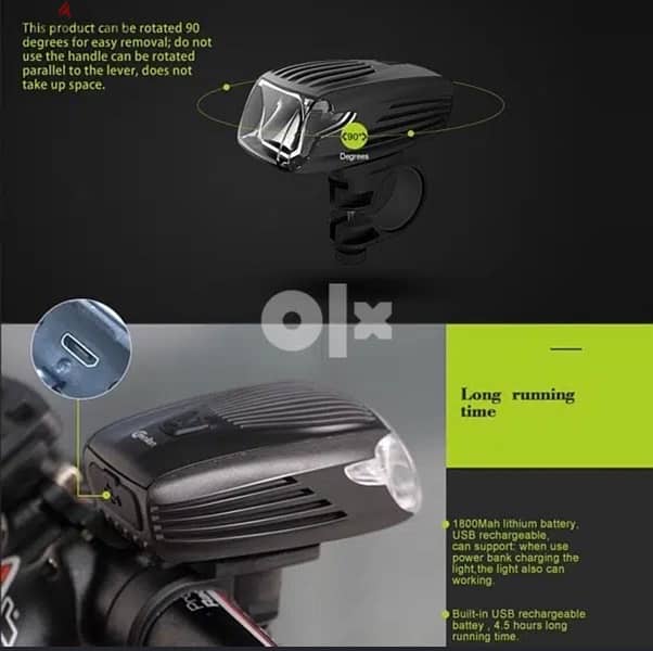 ONEU X1 Bike Front Light MTB Intelligent USB Rechargeable 2