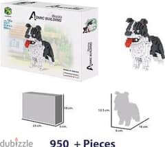 Atomic Building Border Collie dog. Figure to assemble with nanoblocks.