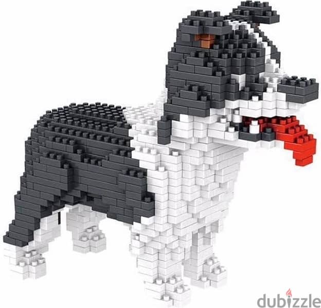 Atomic Building Border Collie dog. Figure to assemble with nanoblocks. 1