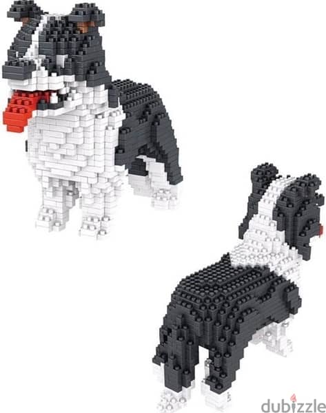 Atomic Building Border Collie dog. Figure to assemble with nanoblocks. 2