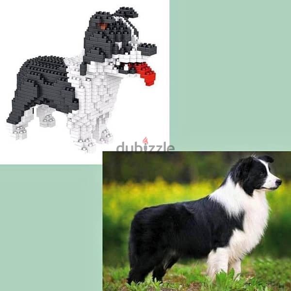 Atomic Building Border Collie dog. Figure to assemble with nanoblocks. 5