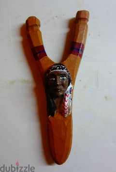 Red indian style wooden carved slingshot 0