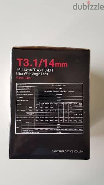 SAMYANG Cine Lenses T 3.1 / 14 mm VD SLR II CANON 5