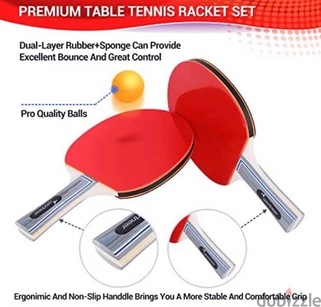 Sportneer Table Tennis Set, Red and Black Double-Sided 6