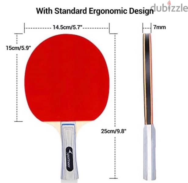 Sportneer Table Tennis Set, Red and Black Double-Sided 7
