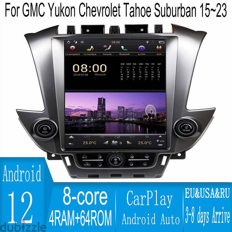 12.1" Android Nav Car GPS Stereo For GMC Yukon & Chevrolet Tahoe 15-20 0