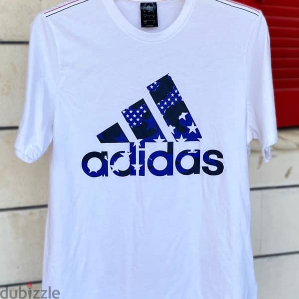 ADIDAS White & Blue T-Shirt. 1