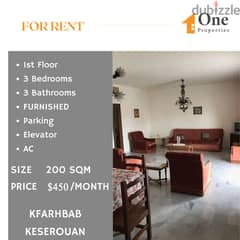 FURNISHED Apartment for RENT,in KFARHBAB/KESEROUAN, with a sea view 0