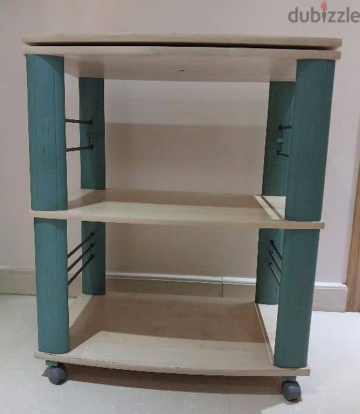 Movable TV table & shelves stack 1