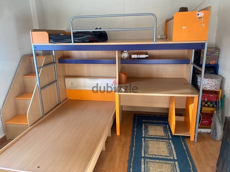 Two beds + working space + stair storage 3